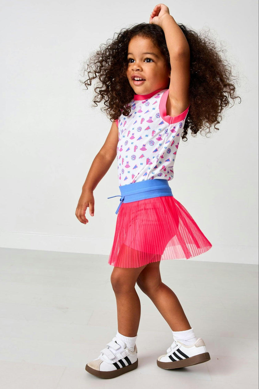 neon pink pleated skort