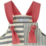 Mixed Stripe Grey Dungaree Romper, Grey