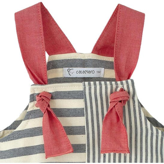 Mixed Stripe Grey Dungaree Romper