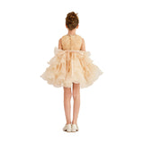 Cream Cliffara Floral Ruffle Occasion Dress