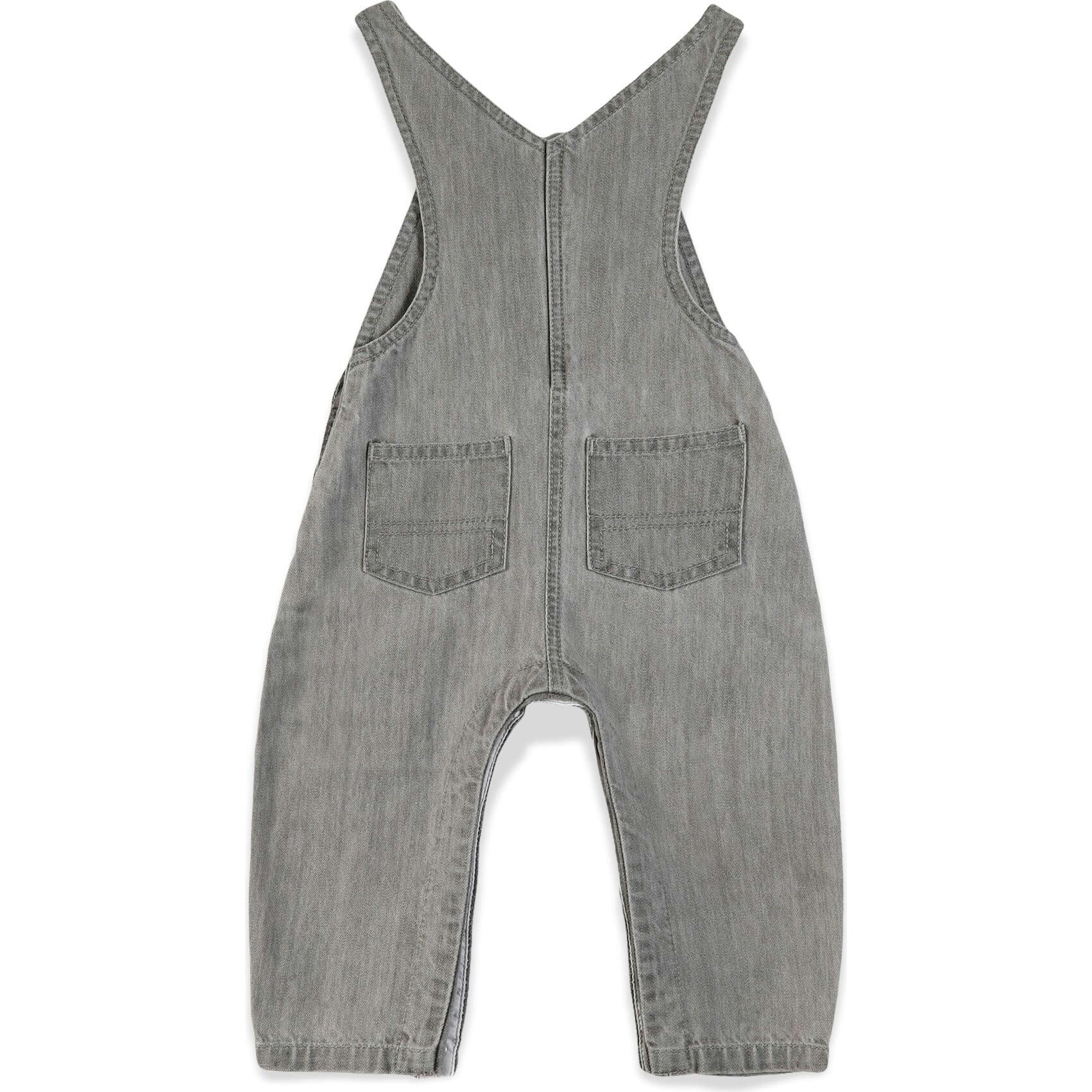 BONTON Soft Grey Embroidered Icare Baby Overalls