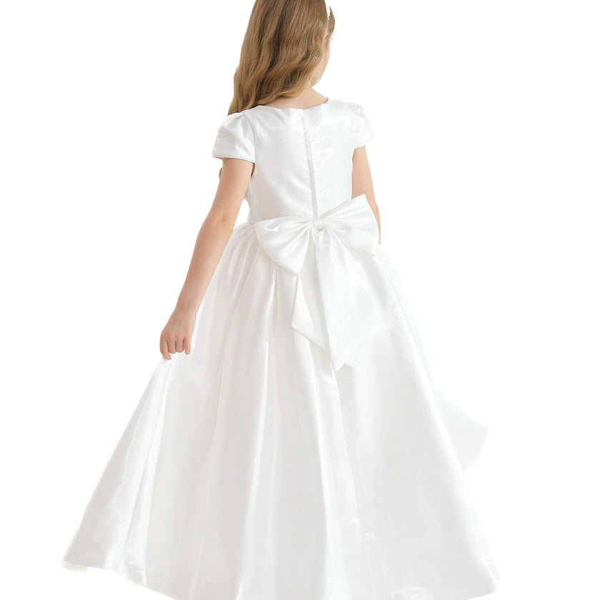 White Bow Long Brea Dress