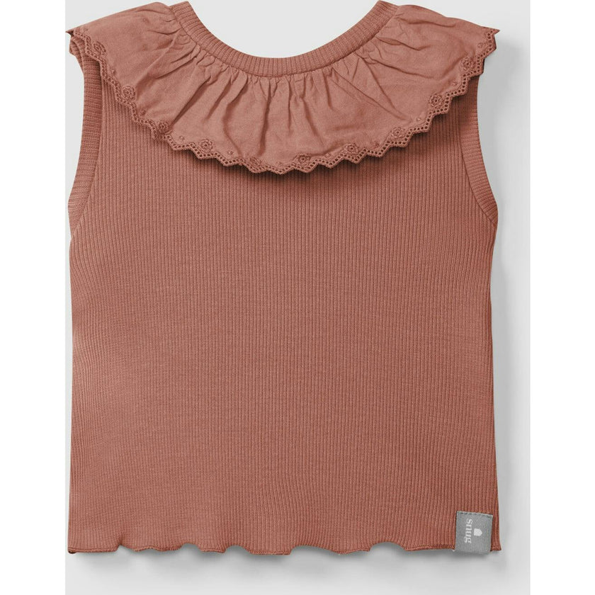 Ruffle Collar Ribbed Tank