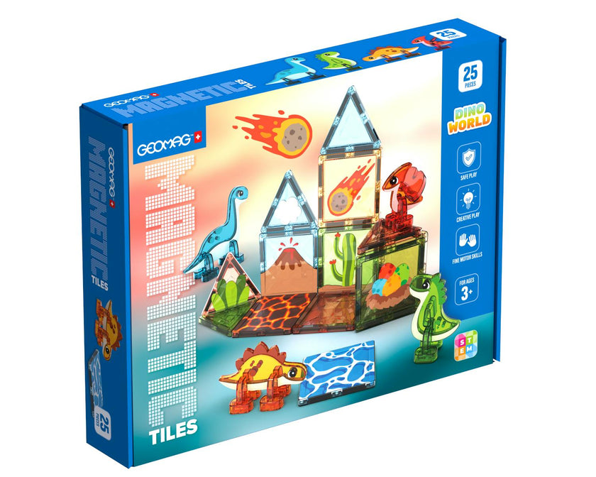 Geomag™ Magnetic Tiles Dino World 25 Piece STEM Learning Set