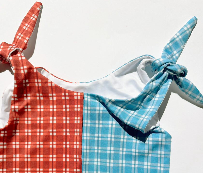 Twist Suit | Tie-top One Piece | Cherry Check and Dockside Check