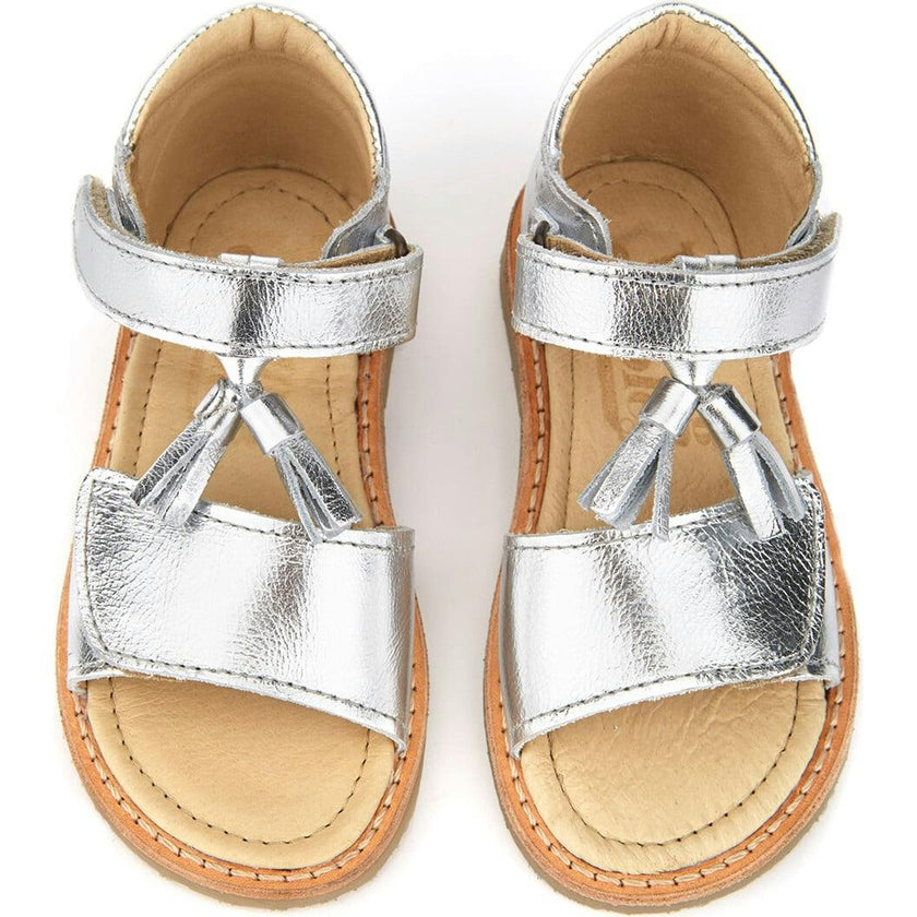 Flo Velcro Tassel Sandal, Silver