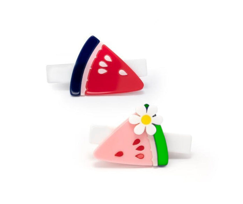 Watermelon Pink Red Hair Clips -SUM