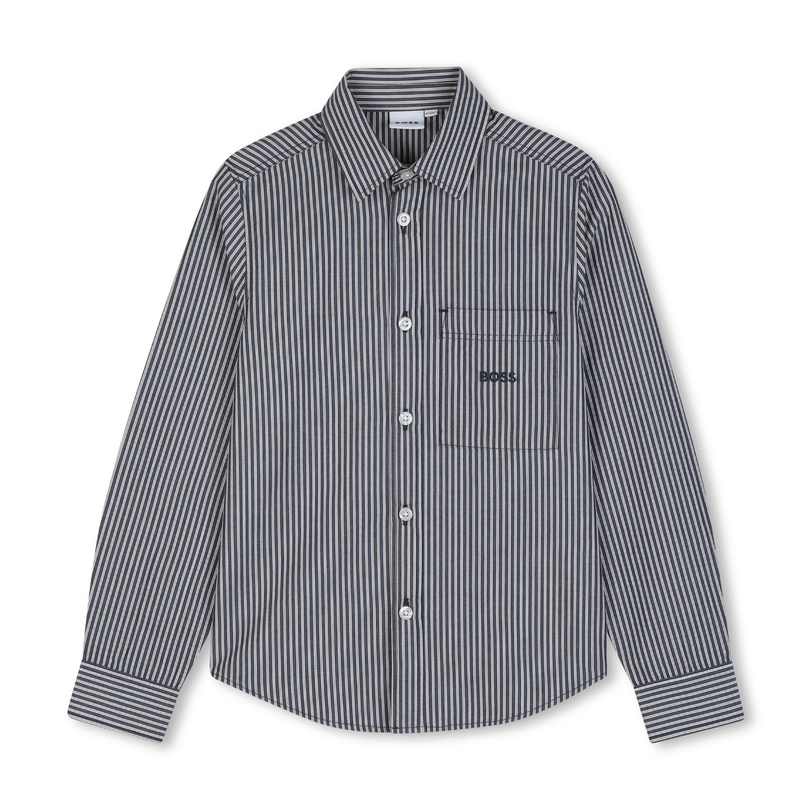 Navy Striped Button-Up Shirt