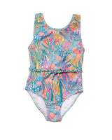 Hand Beaded One Piece Swimsuit with Belt