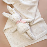 Pique Blanket and Charlie Bunny Plush Toy Set - Cream