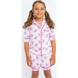 Pink Flowers Short Sleeve Pajama Set