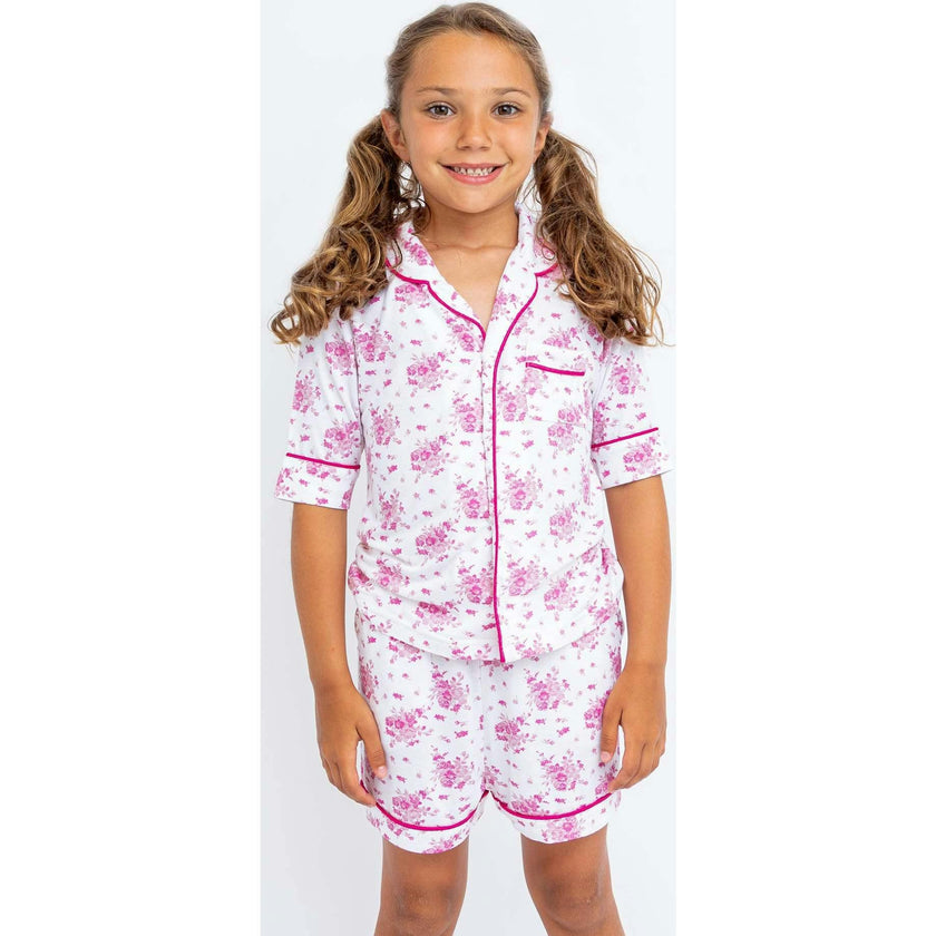 Pink Flowers Short Sleeve Pajama Set
