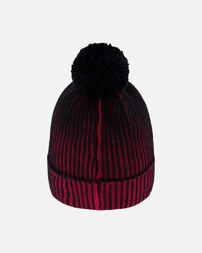 Lined Knit Pompom Hat Red And Black