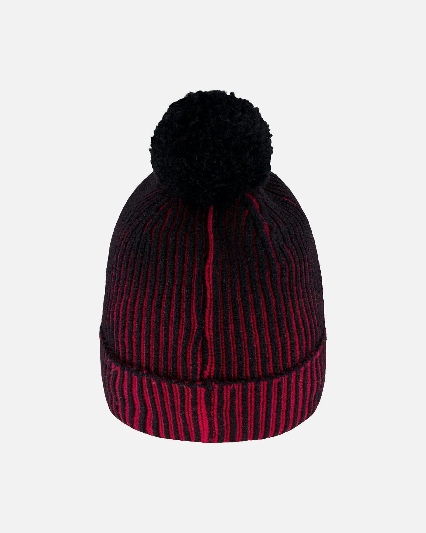 Lined Knit Pompom Hat Red And Black