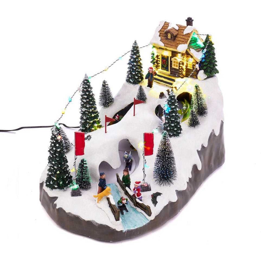 Motion LED Christmas Skiing Village