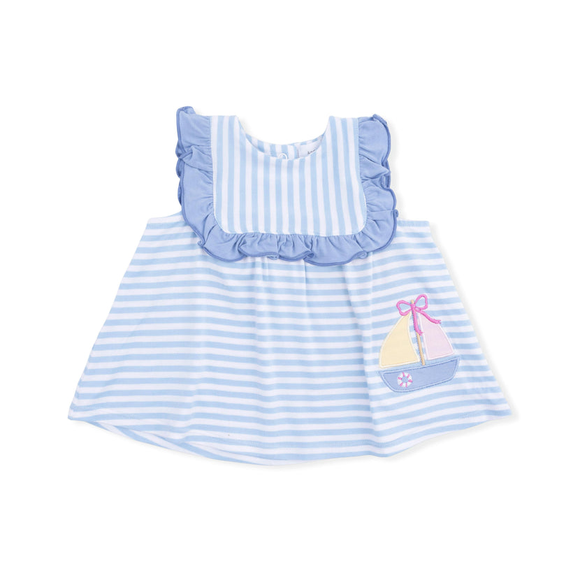 Bubbly Sailboat Stripe - Ruffle Top and Bloomer