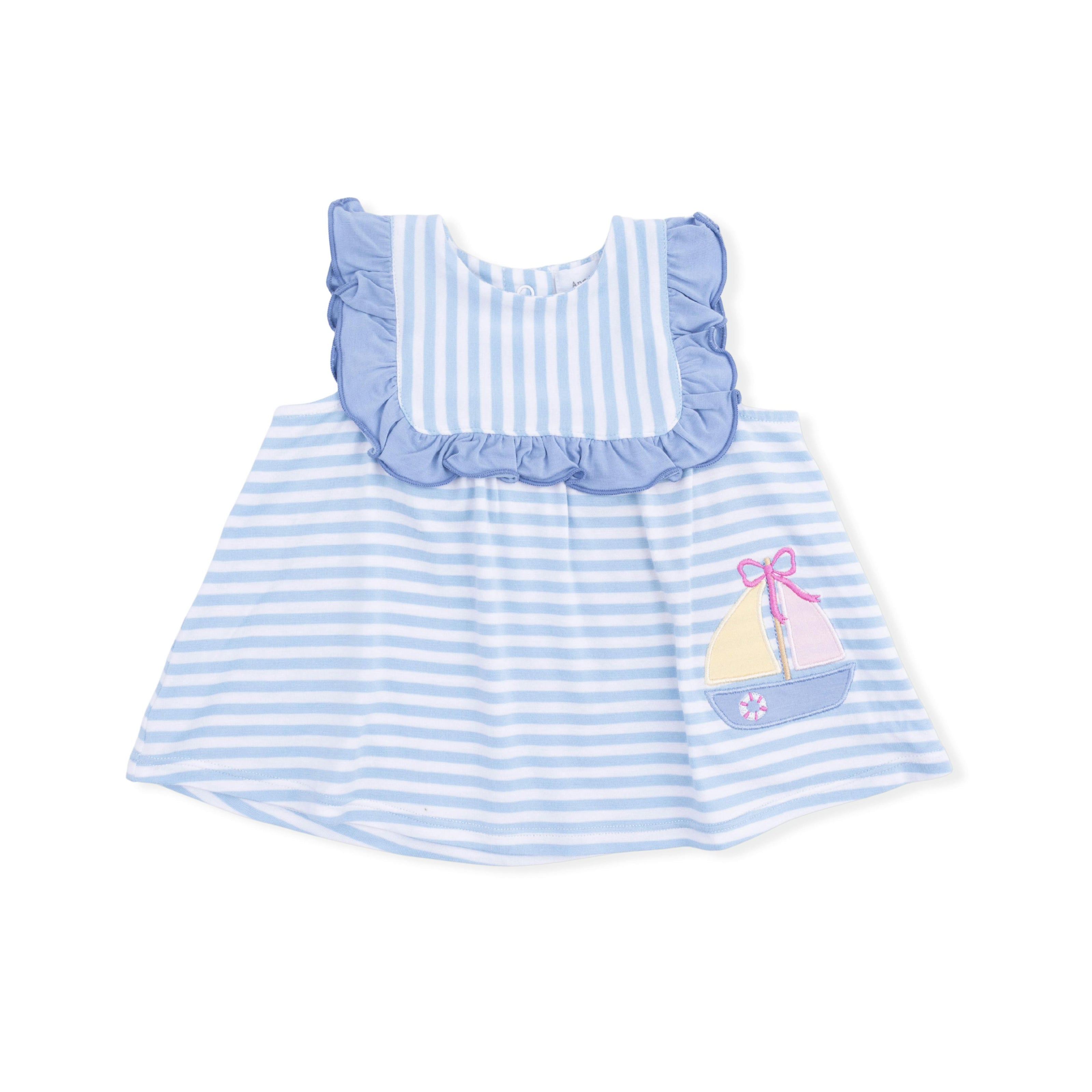 Bubbly Sailboat Stripe - Ruffle Top and Bloomer