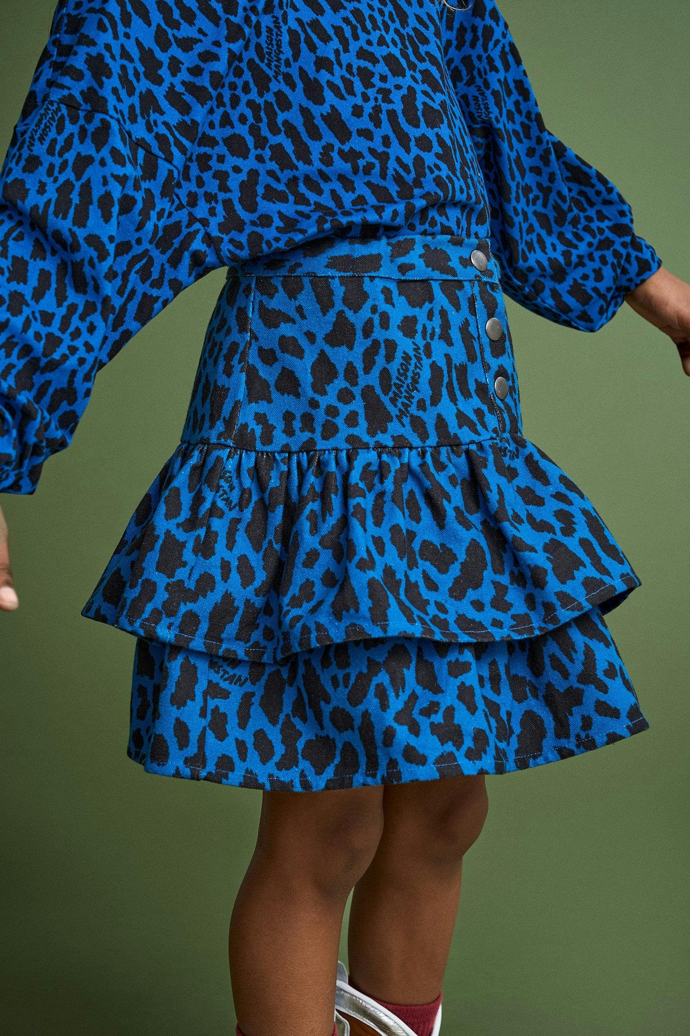 ANIMAL PRINT MINISKIRT BLUE