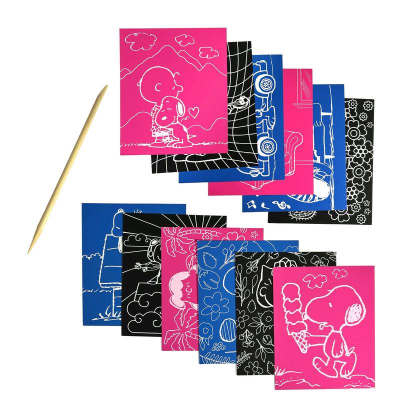 OOLY x Peanuts Scratch Art Kit - 12 Cards