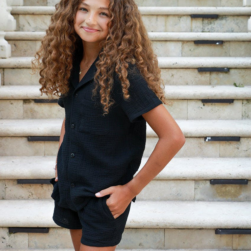 Organic Cotton Camp Collar Waffle Shirt