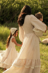 Mini Presley Sleeveless Dress in Cream Gingham