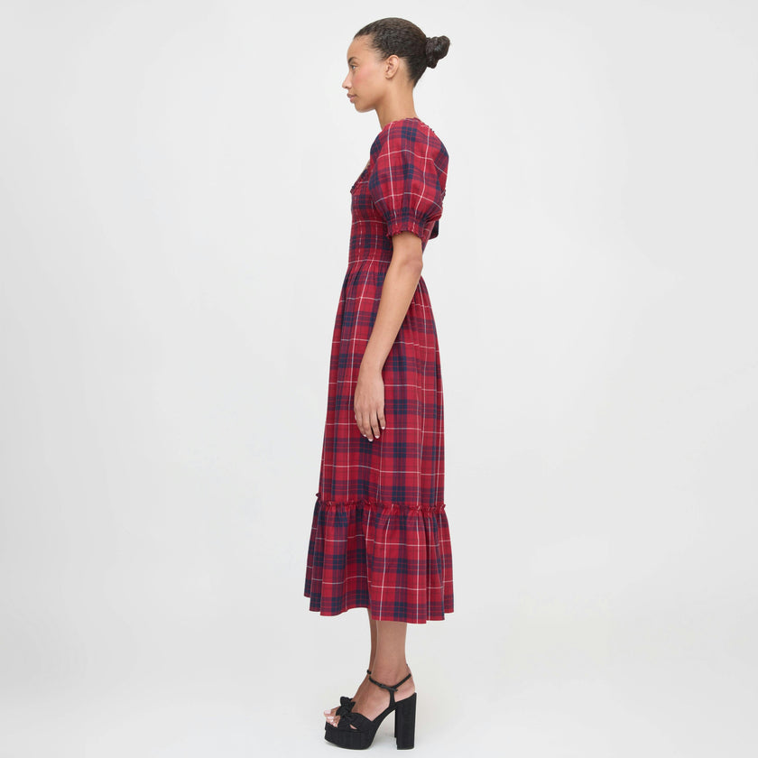 The Louisa Nap Dress - Cherry Tartan