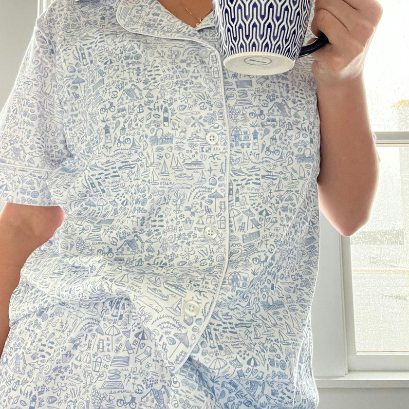 Seaside Women’s Button Front Short Pajama Set