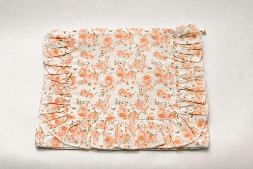 Coral Petal Blooms Timeless Floral Ruffle Zipper Pouch