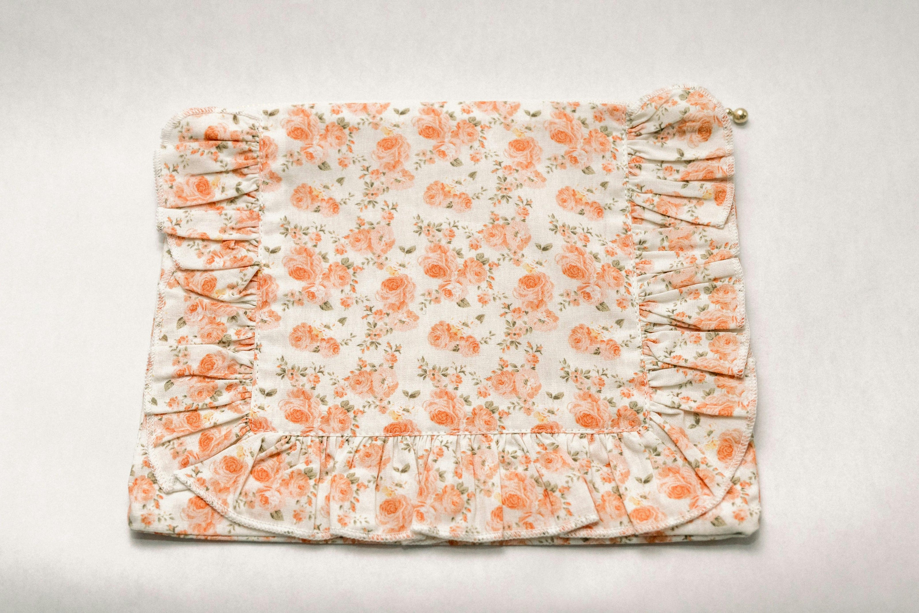 Coral Petal Blooms Timeless Floral Ruffle Zipper Pouch