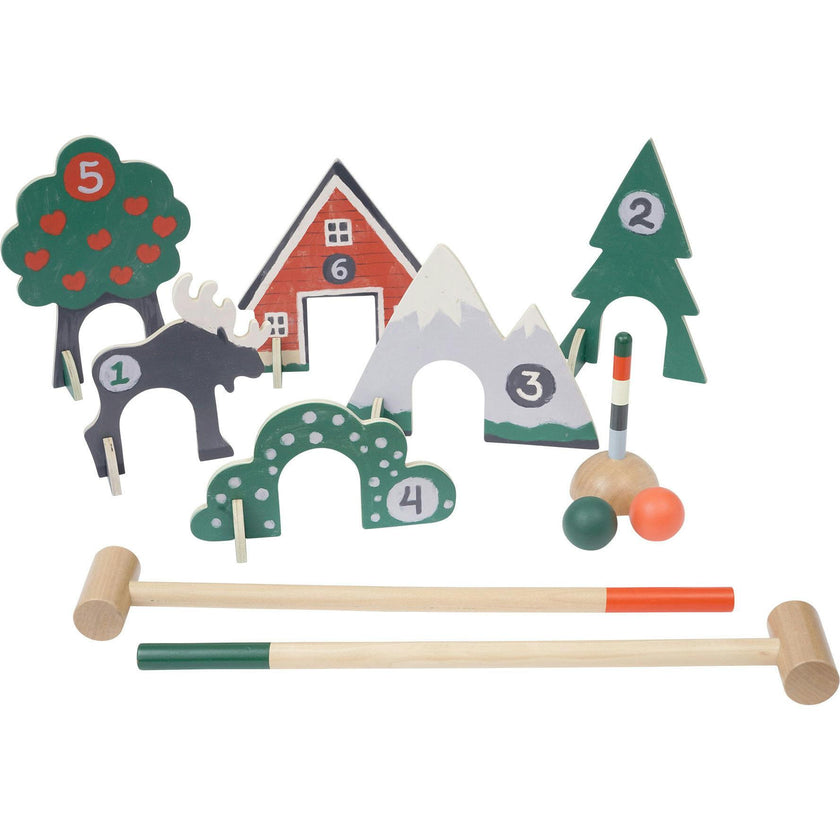 Through The Woods Two-Player 11-Piece Croquet Set with Travel Storage Bag
