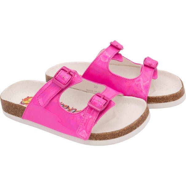 NOA SHINY PINK DOUBLE BUCKLE SANDAL, Silver