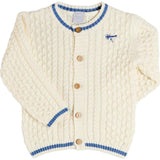 Plane Embroidered Cable Knit Cardigan in Cream (12mths-6yrs)