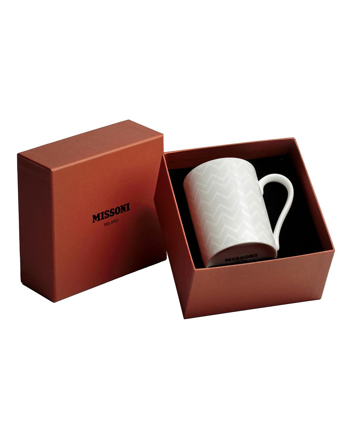 Mug Cup Zig Zag In Luxury Box White Diam. 2.5