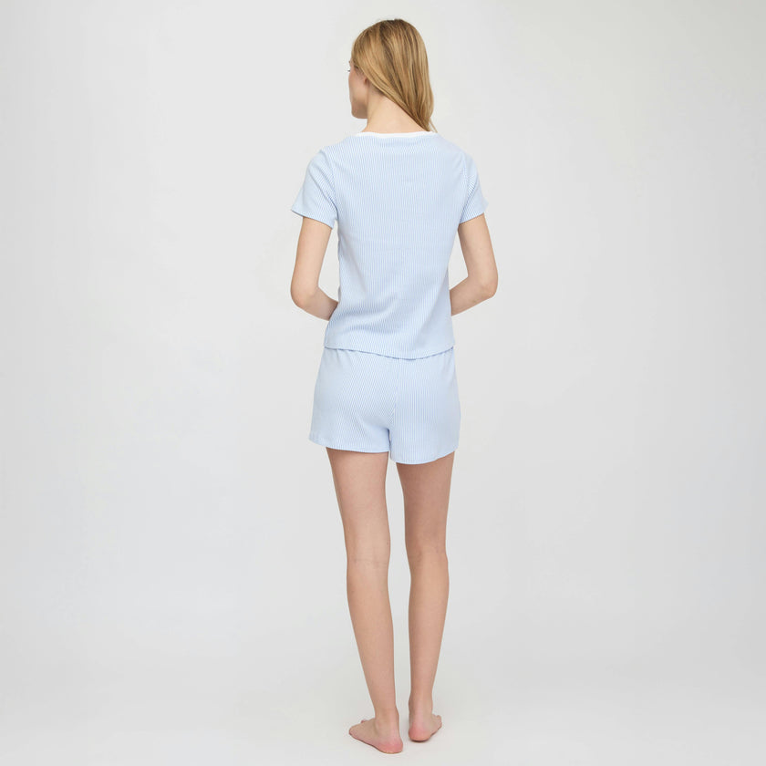 The Nina Pajama Set - Blue/White Stripe