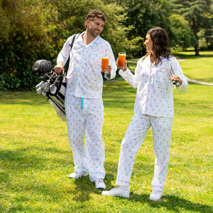 Men's Golf Long PJ Set - Organic Cotton Poplin