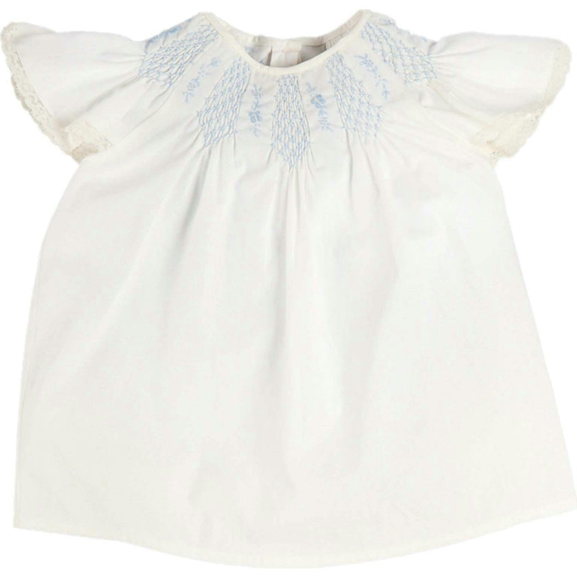 Butterfly Embroidered Lace Detail Cap Sleeve Blouse in White (18mths-10yrs)
