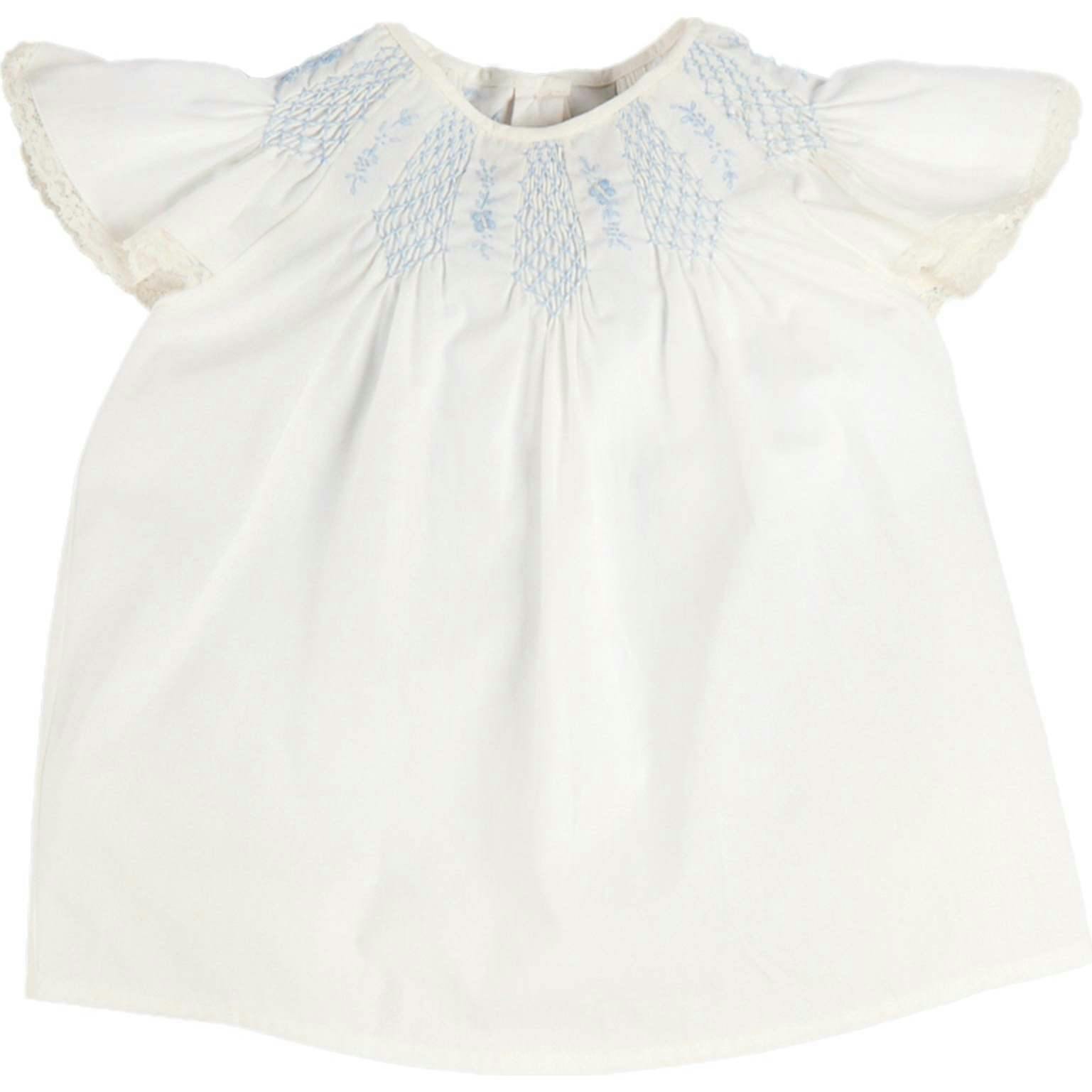 Butterfly Embroidered Lace Detail Cap Sleeve Blouse in White (18mths-10yrs)