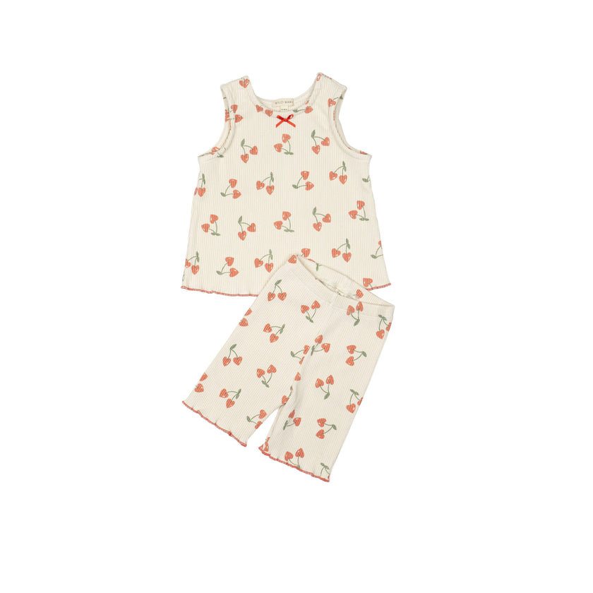 Sleeveless Biker Set in Cherry Crush