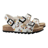 White Mickey Print Sandals