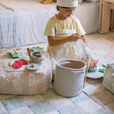 Vichy Plush Tablecloth-Inspired Pouf