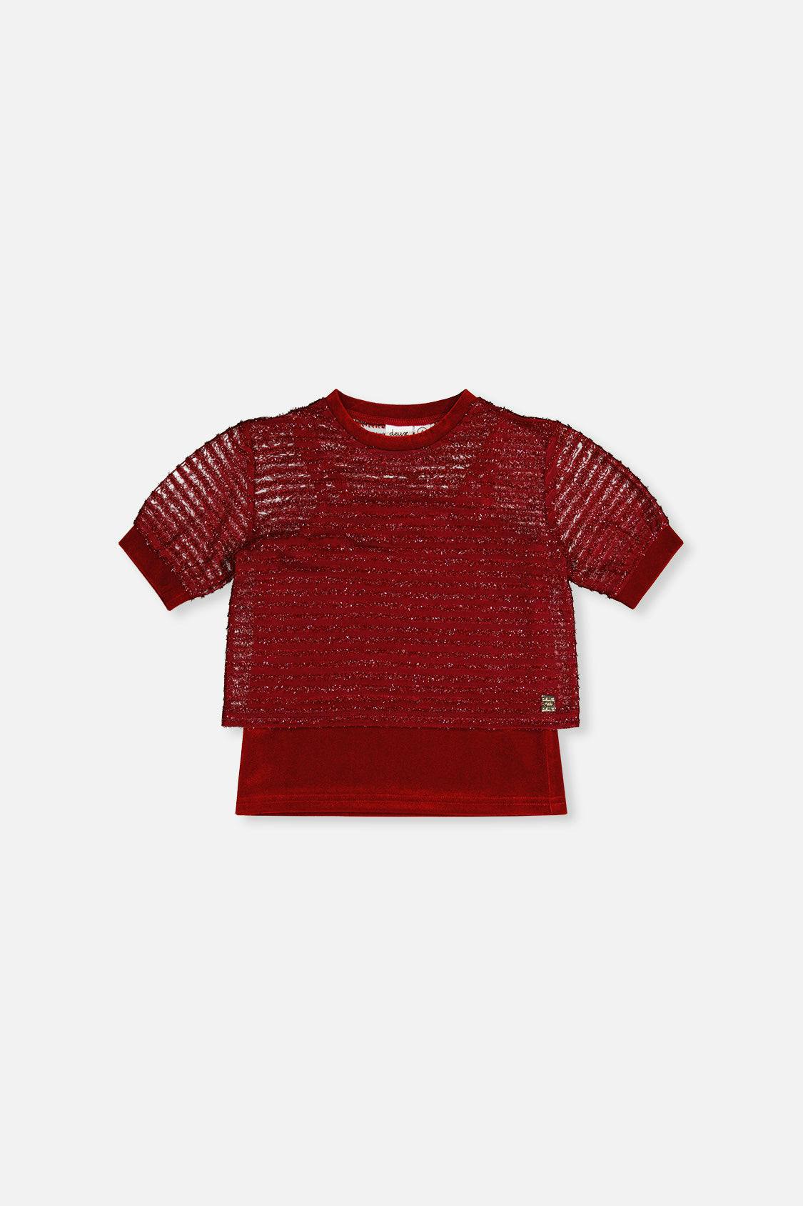 Fake Layering Top & Cami Red