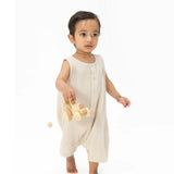 Solid Muslin French Oak - Sleeveless Shortie Romper