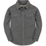 Long Sleeve Quilted Button Down Shirt Jacket, Grey