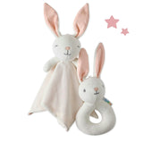 SNUGGLE + SHAKE - Baby Lovey Security Blanket Toy and Rattle Set