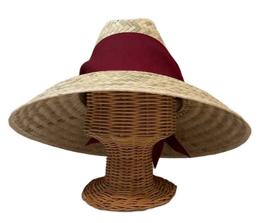Begonia Sun Hat - Maroon Wide & Short Grosgrain Ribbon