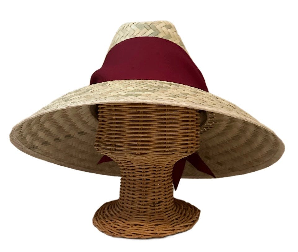Begonia Sun Hat - Maroon Wide & Short Grosgrain Ribbon
