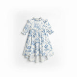 Aoki Blue Toile Dress | Short Sleeve