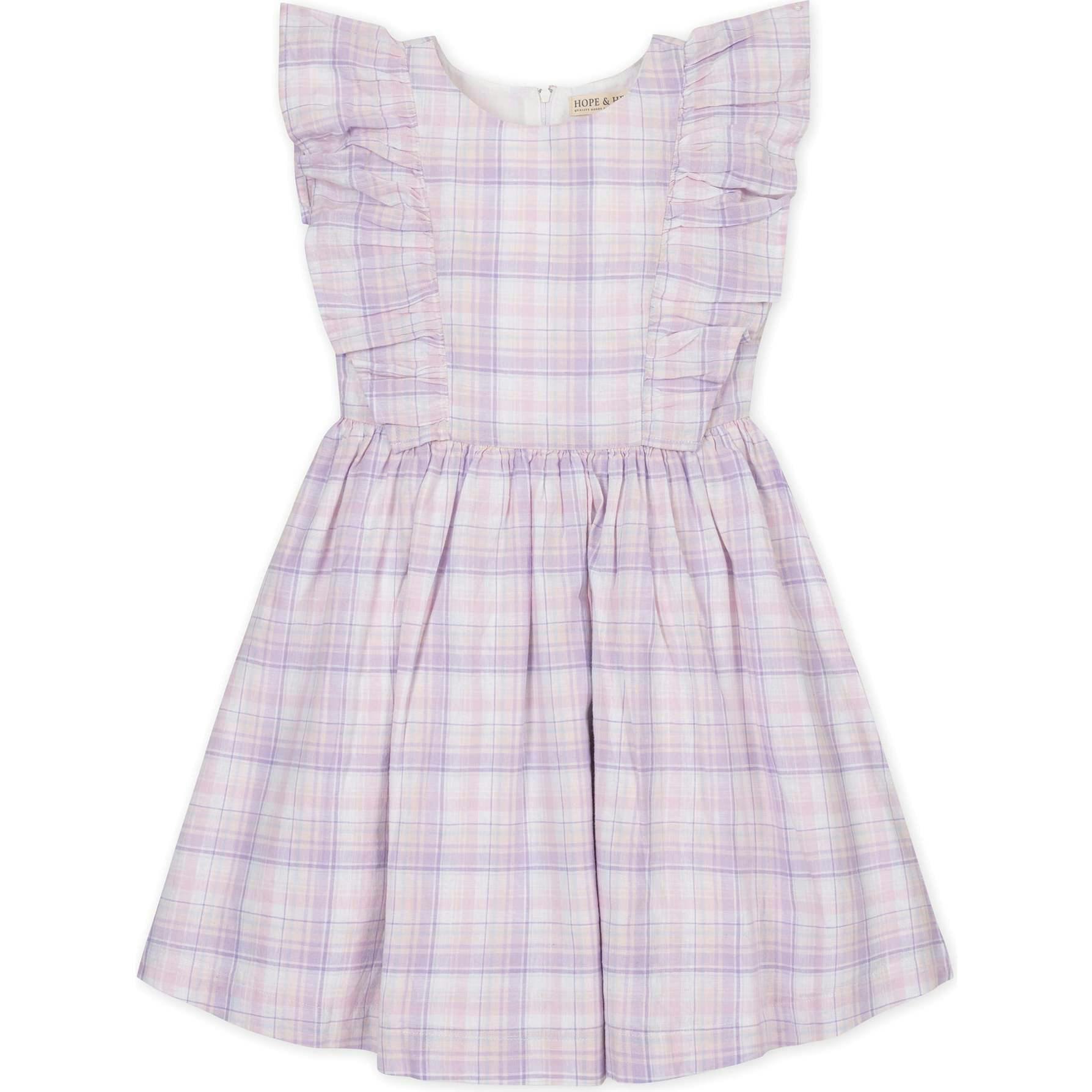 Linen Flutter Sleeve Pinafore Dress, Purple