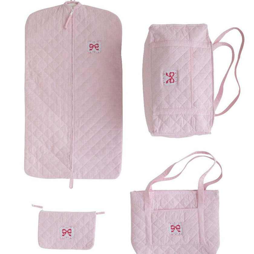 Quilted Luggage - Pink Bow