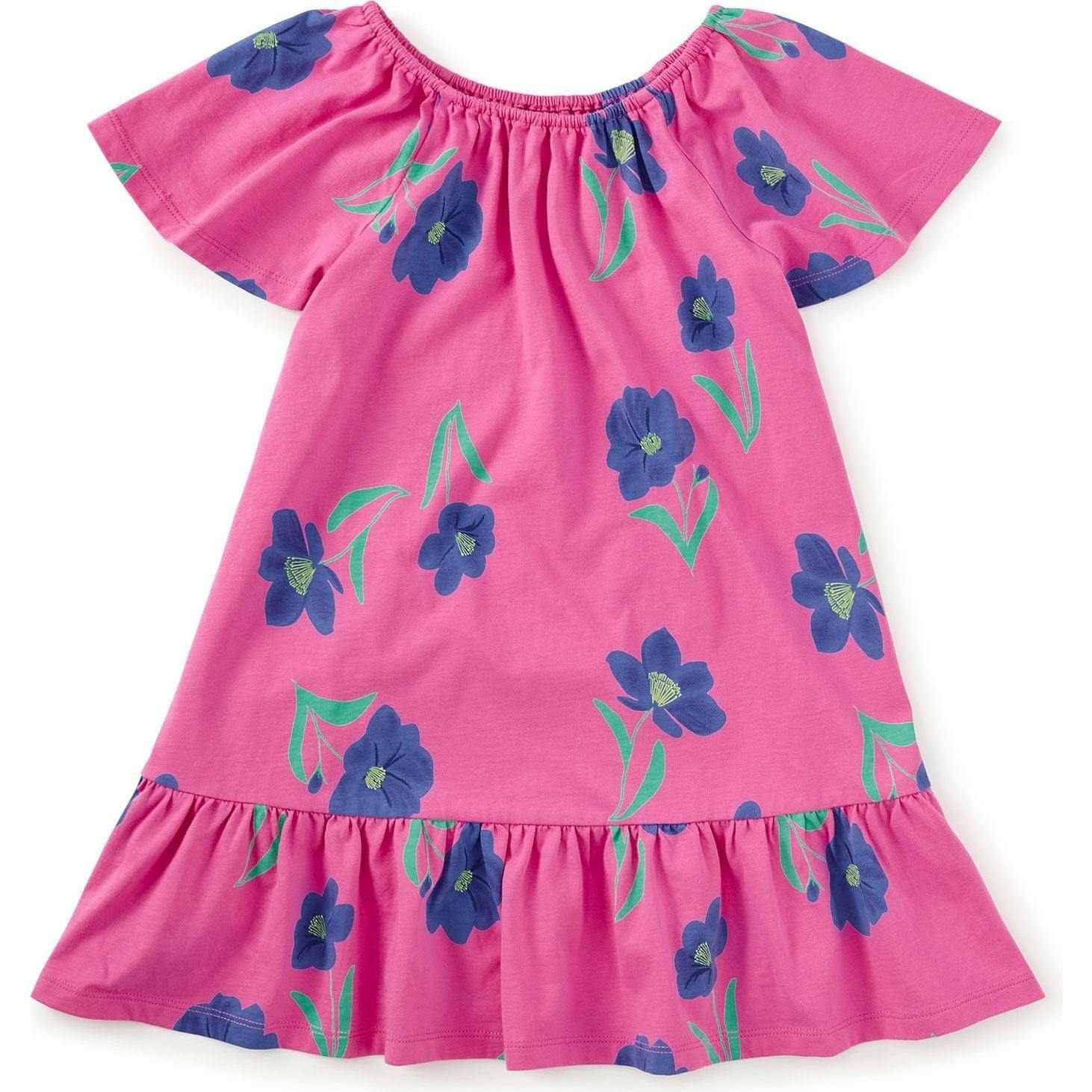 Flutter Sleeve Drop Skirt Dress, Pink